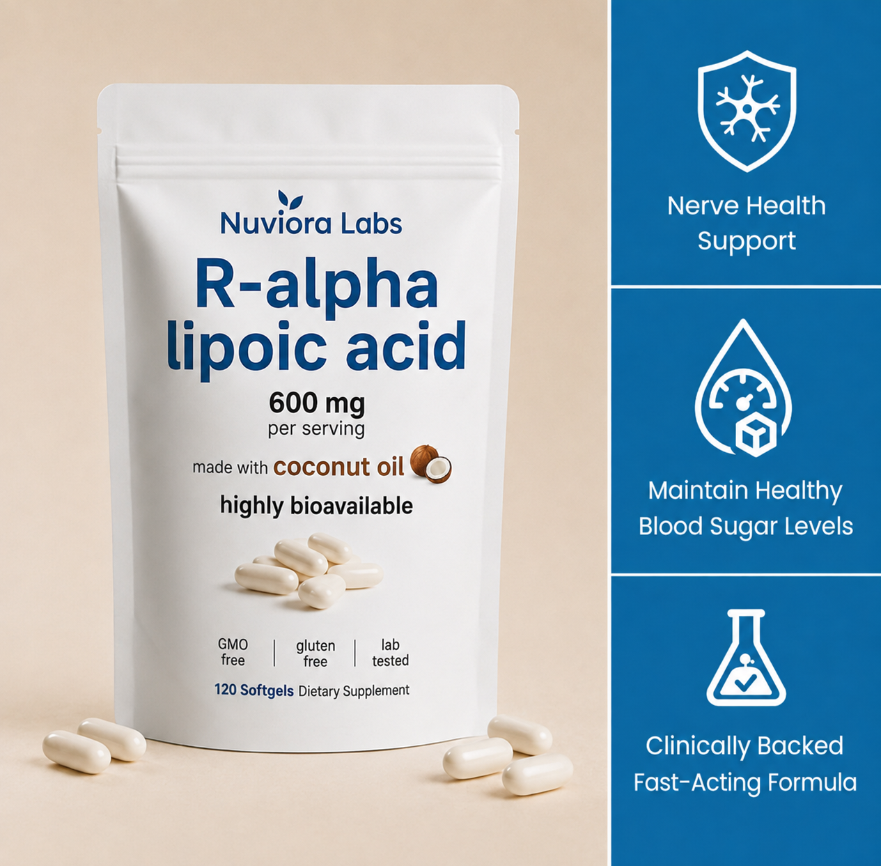 Nuviora Labs R-Alpha Lipoic Acid Softgels