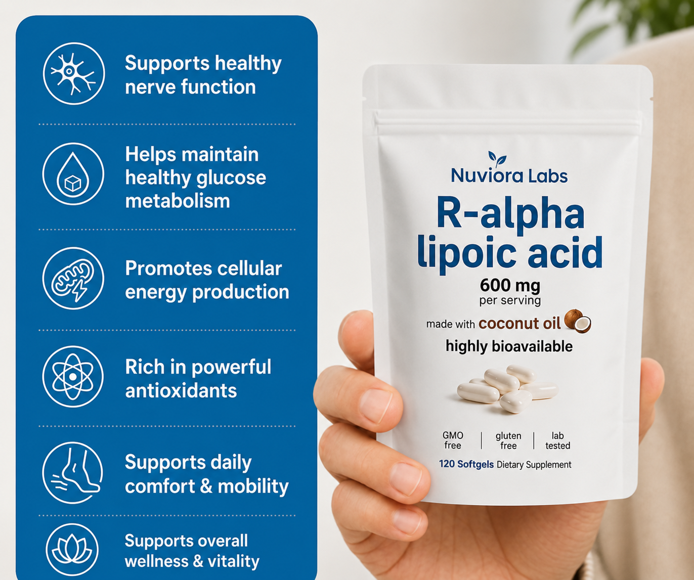 Nuviora Labs R-Alpha Lipoic Acid Softgels