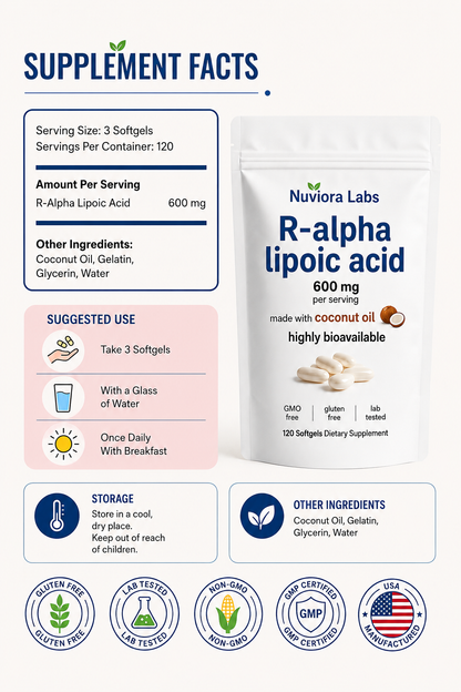 Nuviora Labs R-Alpha Lipoic Acid Softgels